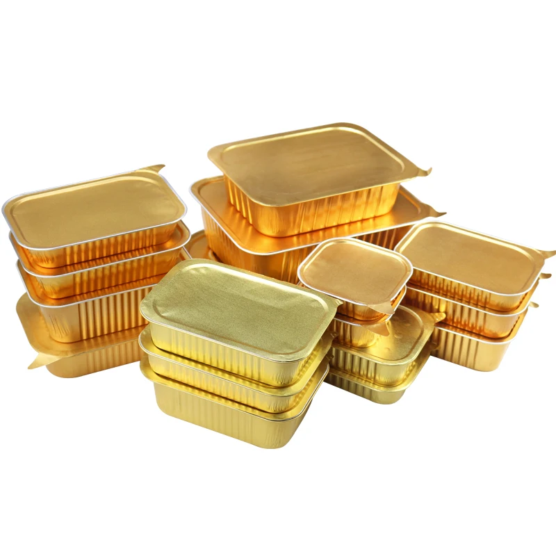 Over 300 Sizes Color Rectangular Aluminum Foil Container with Compatible Aluminum Foil Container Sealing Machine