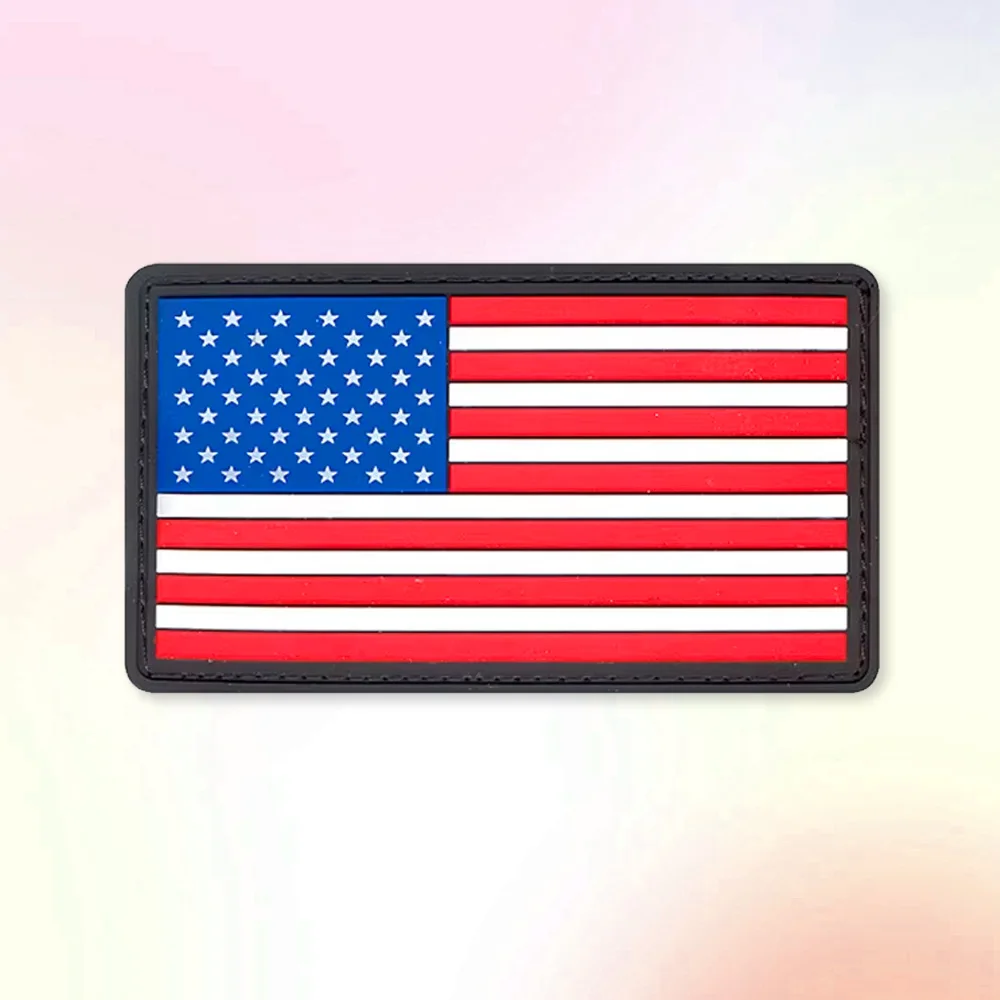 Wholesale Cheap National Flag Shape Customized Pattern Different Color 3D Soft PVC Rubber Badge USA American Flag Patch for Bags