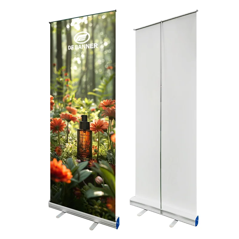 Custom Size Lightweight Aluminum Roll-Up Banner Display Stand Portable Foldable Retractable Exhibition Advertising Printed Type