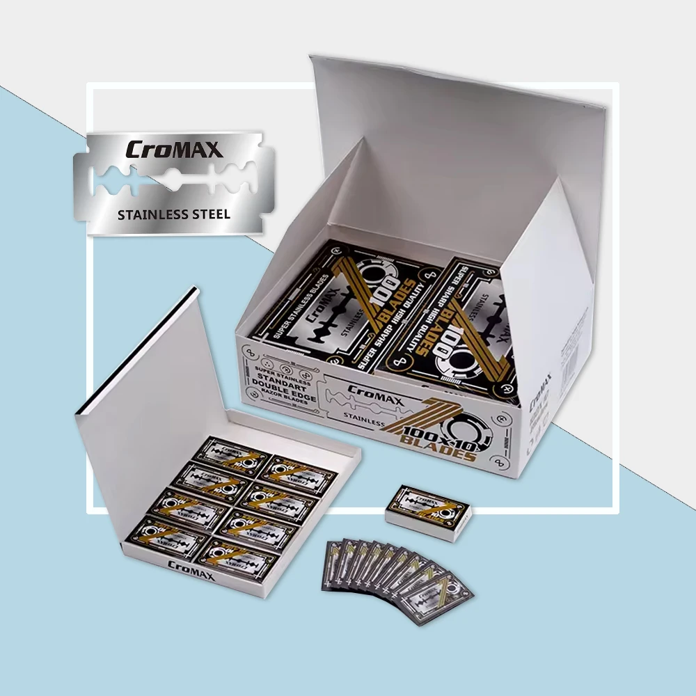 Original Manufacturer 100 Shaving Blades Safety Razor CroMax Blade Double Edge Sweden Advanced Stainless Steel Material