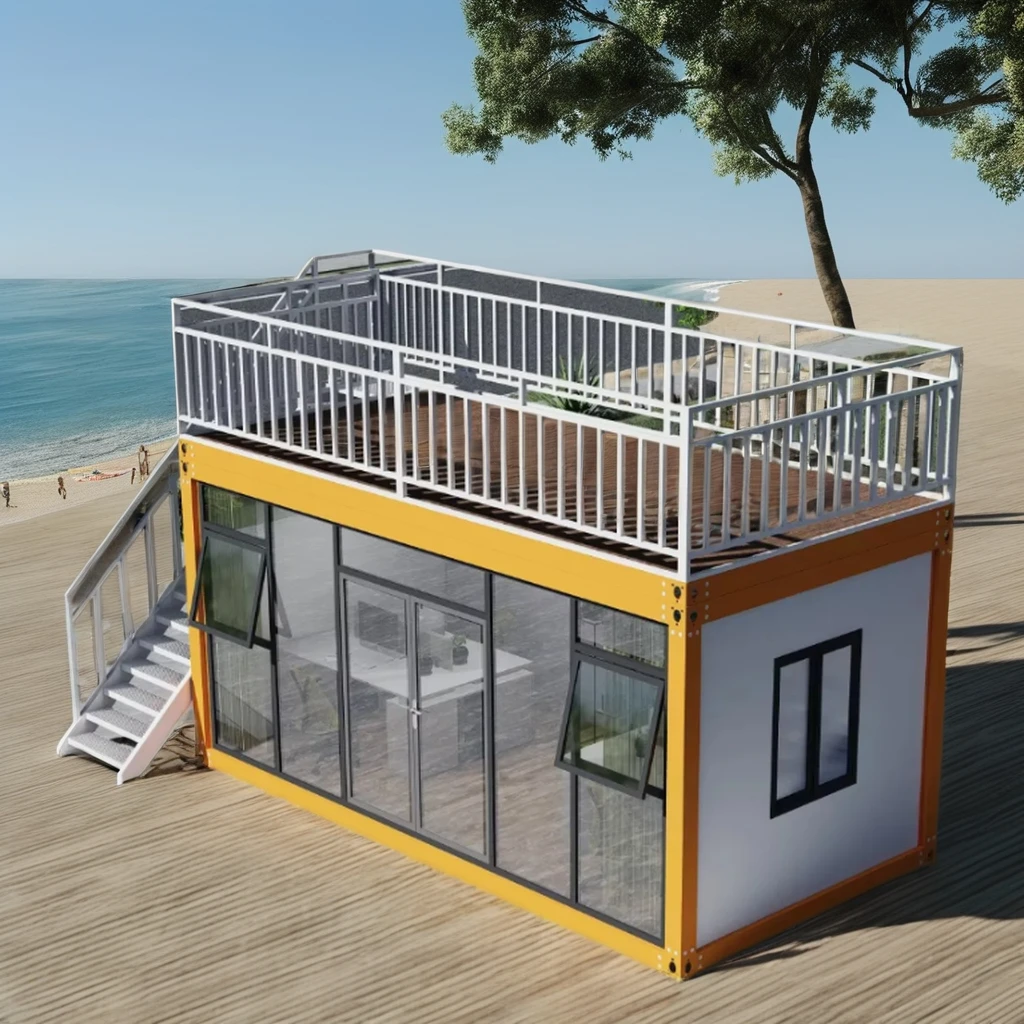 Container mobile house construction site glass curtain wall office can be dismantled and assembled for home use.