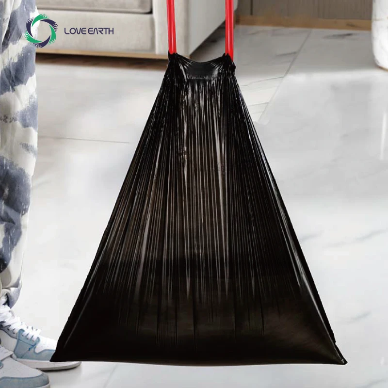 Factory Disposable Eco Friendly  custom logo Compostable biodegradable degradable drawstring string plastic garbage trash bag