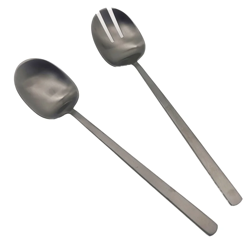 New Arrival 2pcs Stainless Steel Salad Server Spoon Set Luxury Gift Boxed Kitchen Tools for Serving Salads