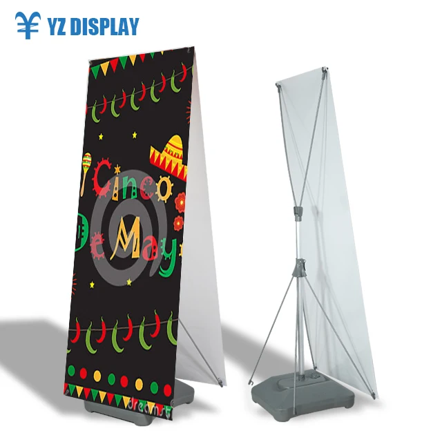 Acrylic cylinder promotion double side advertising water base display X frame banner stand