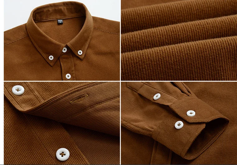 wholesale latest shirt designs for men plain high quality  long sleeve button up 100% cotton corduroy men shirt