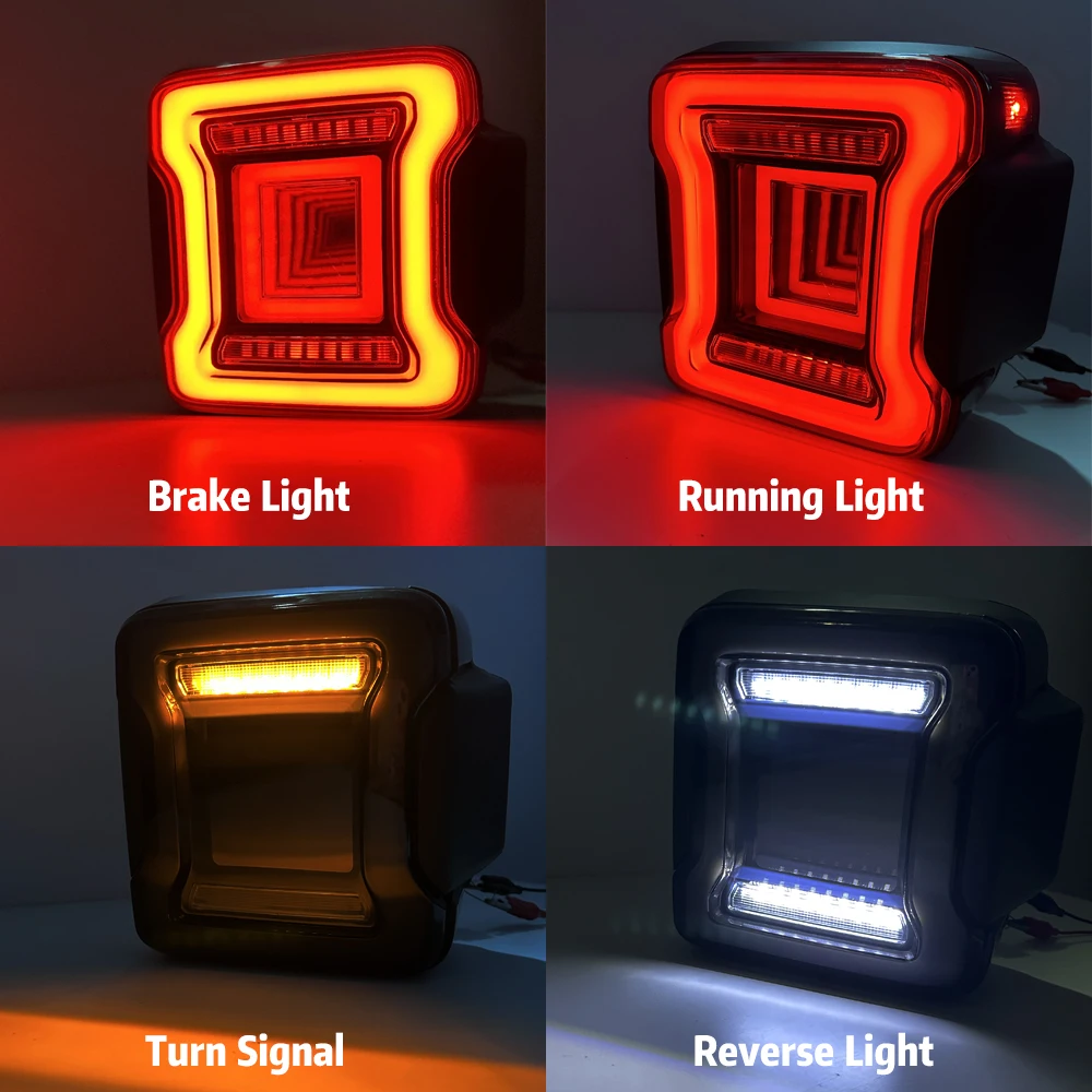 LED Rear Tail Lights Smoked Lens  Reverse Brake Light for Jeep Wrangler JL 2018 2019 2020 2021 2022 2023