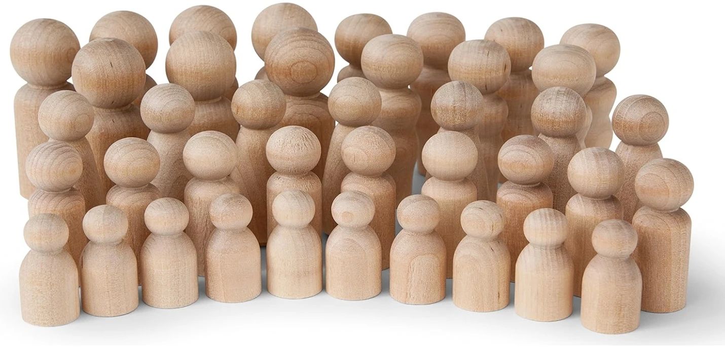 Natural Unfinished Wooden Peg Doll Bodies Quality People Shapes Great for Arts and Crafts Birch and Maple Wood Turnings