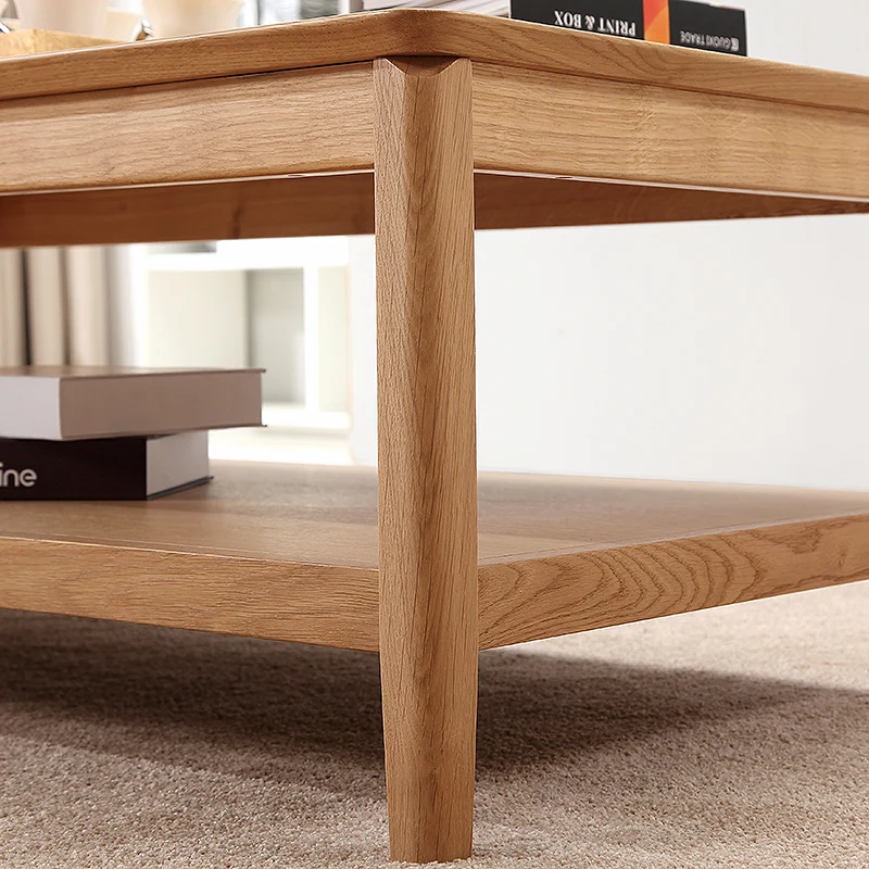 Modern design rectangular center table for living room furniture natural oak wooden coffee table