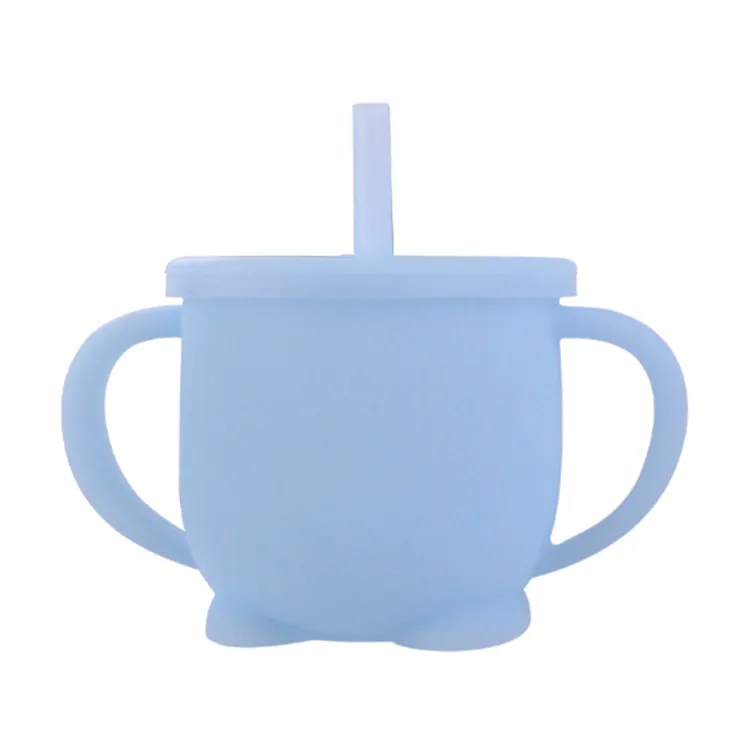 Popular Series Factory Direct Sale Soft Safe Toddler Trainer Cup Kids Drinking Cup Silicone Baby Sippy Cup With Straw