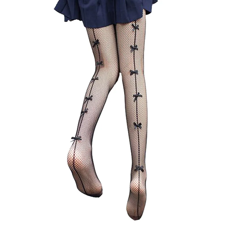 Custom Fashion Women Fishnet Sexy Luxury Hosiery Bow Stockings Pantyhose Tights Girls