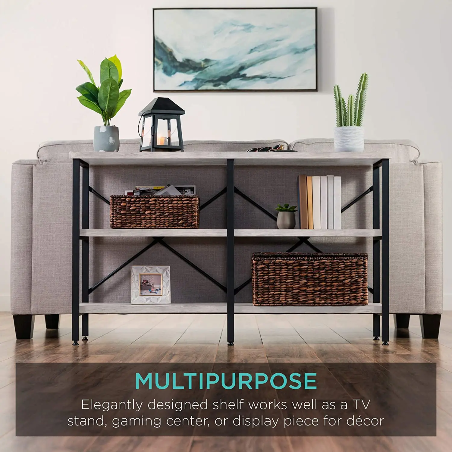 
Rustic Brown 3-Tier Foyer Table Console Sofa Side Table Entry Way Table Shelves Storage Rack Shelf for Home Living Room 