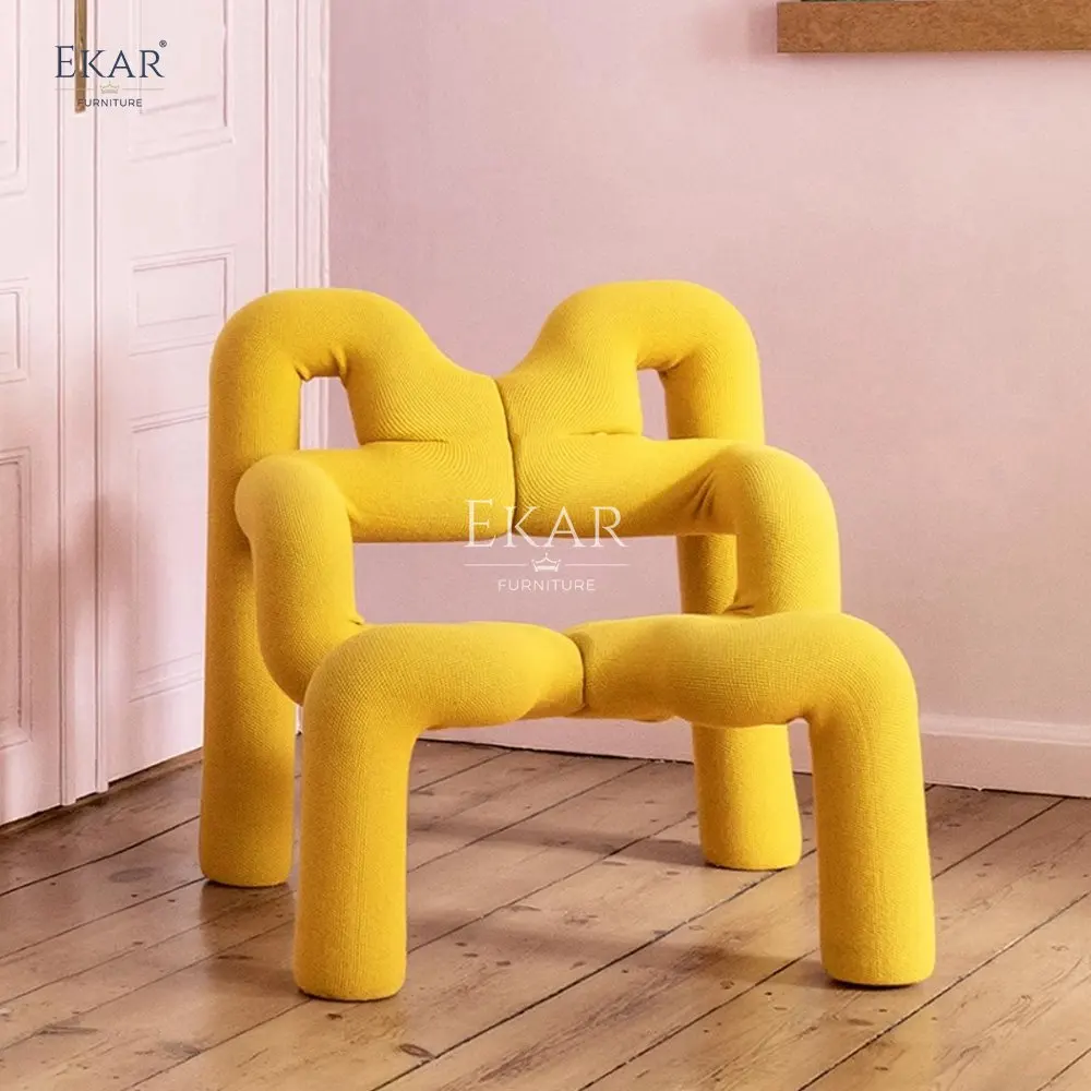 Modern Metal Frame Spider-Shaped Lounge Chair with High-Density Foam