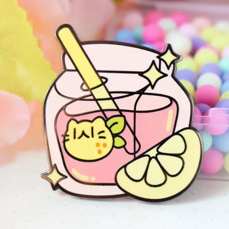 Custom Design Enamel Pins Juice Box Mini Lapel Pins OEM Cutest Chibi Enamel Pins With Printing