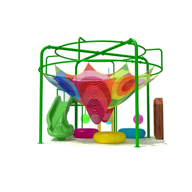 Qiao Qiao indoor Playground Kids Fitness Soft Play Games Big Rainbow Rope Maze Crochet Climbing Net