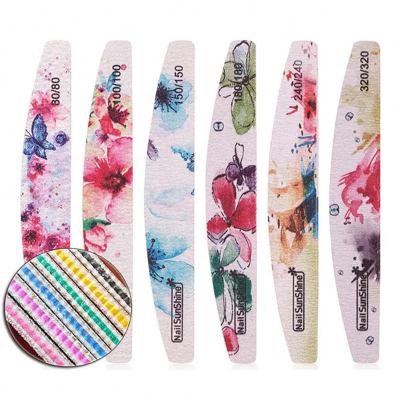 Custom Printed Half Moon Foam metal nail file Nail File 100/180