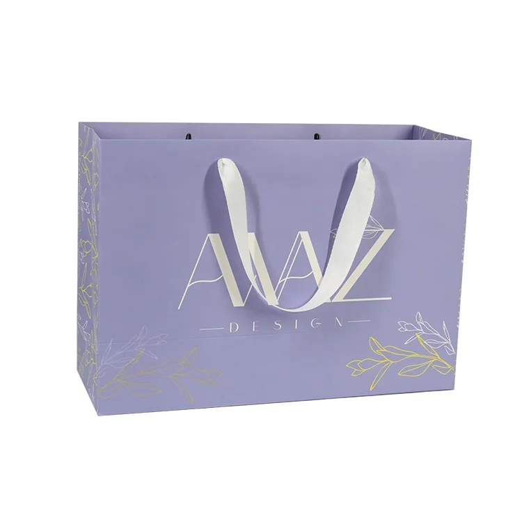 Purple Flower Pattern Customized Granola Packaging Document Courier Paper Bag