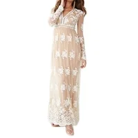 Gorgeous Women Sheer Mesh Embroidered Floral Patterns Of Lace Evening Dress