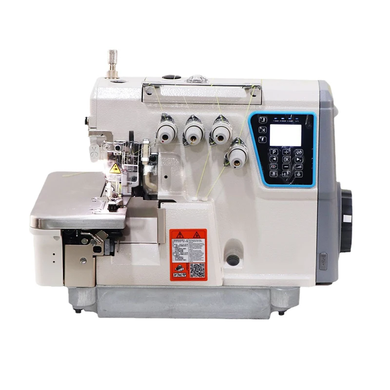 Direct drive 4 thread overlock sewing machine with automatic thread cutter