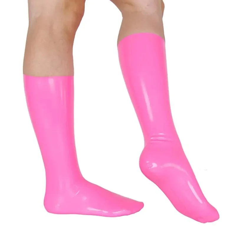 Unisex Man Woman Solid Color latex fetish toe sock rubber 5 toes leather socks short sock Skin toes size