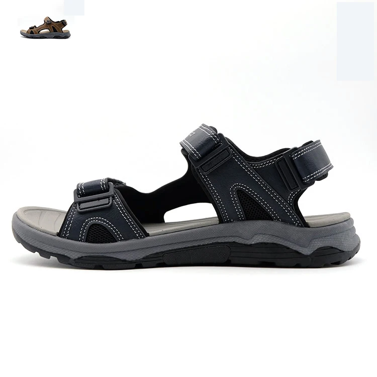 Лидер продаж, черные удобные дышащие мужские повседневные сандалии из искусственной кожи 2021