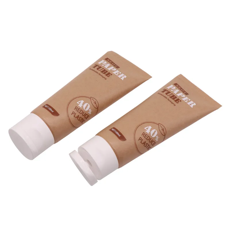 Eco-friendly Waterproof Kraft Paper Soft Tube Empty Facial Cleanser Gel Packaging Container Squeeze Cosmetic Tube
