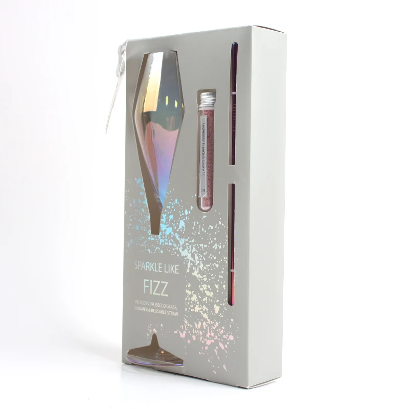 Harper Prosecco Novelty Cocktail Gift Set Glowing Stainless Steel Straw sugar Tube Silver Gift Box Business Club Party