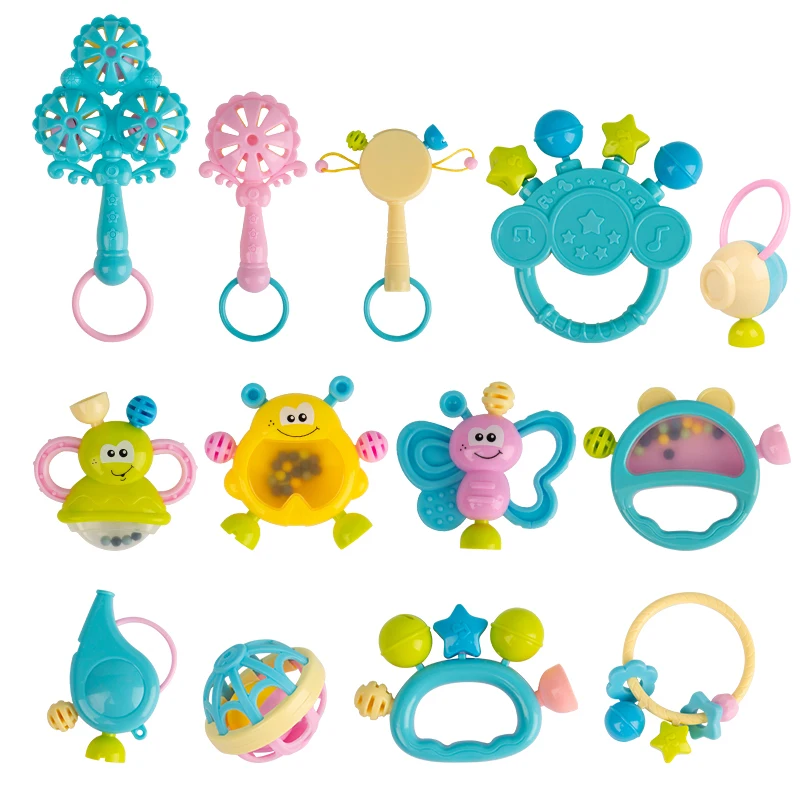 Factory Wholesale Infant Educational Rattle Toys for Babies Safety Toys Newborn Shaker Set Colorful Baby Rattles Toy Sets