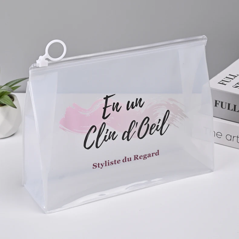 Low MOQ PVC Custom LOGO Pouch travel clear small Makeup Bag Zipper Closure Travel clear zip lock Cosmetic Bag