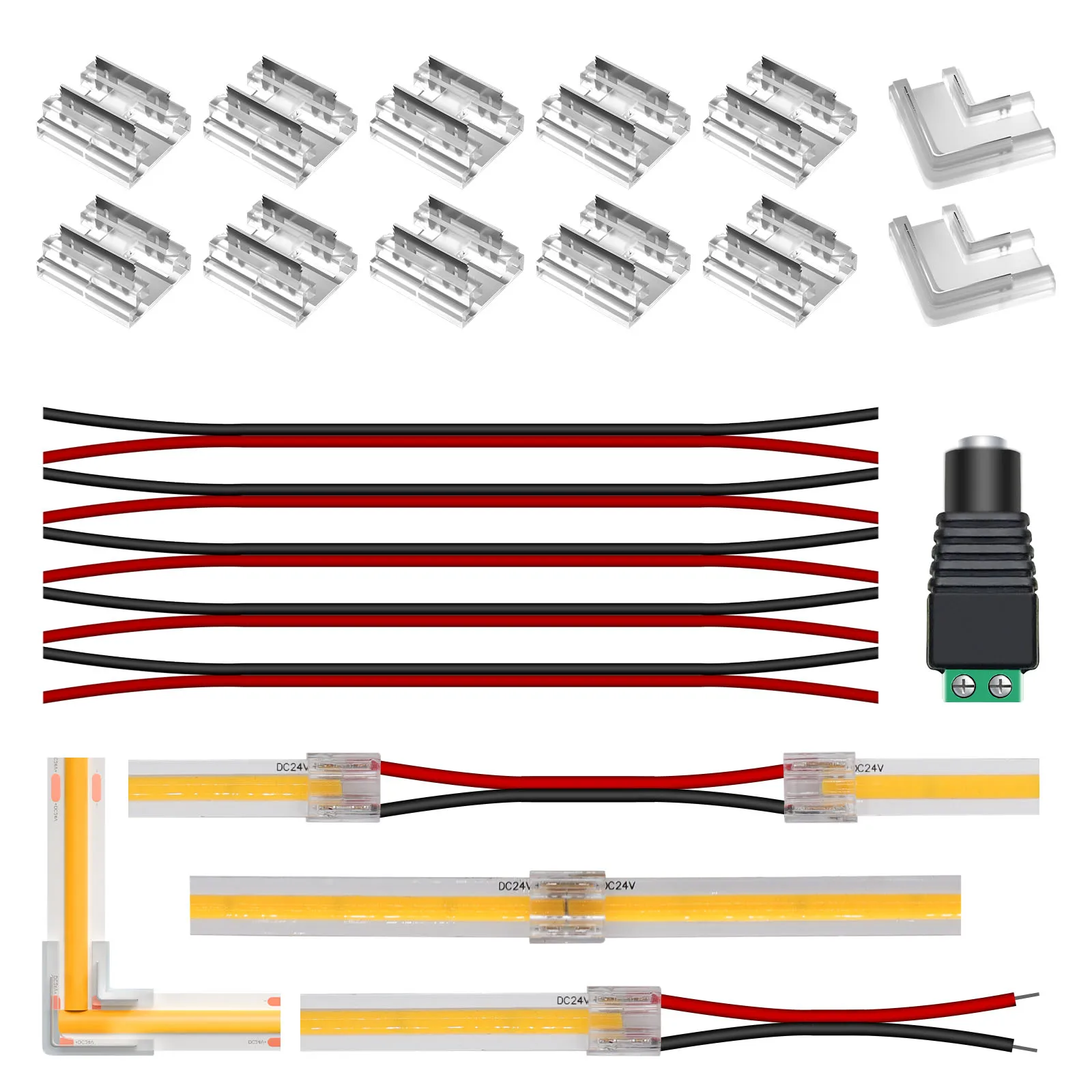 COB светодиодные полосы разъем 2/3/4/5/6 Pin IP20 IP67 Водонепроницаемый быстрый разъем для одного цвета CCT RGB RGBW RGBCW светодиодные полосы