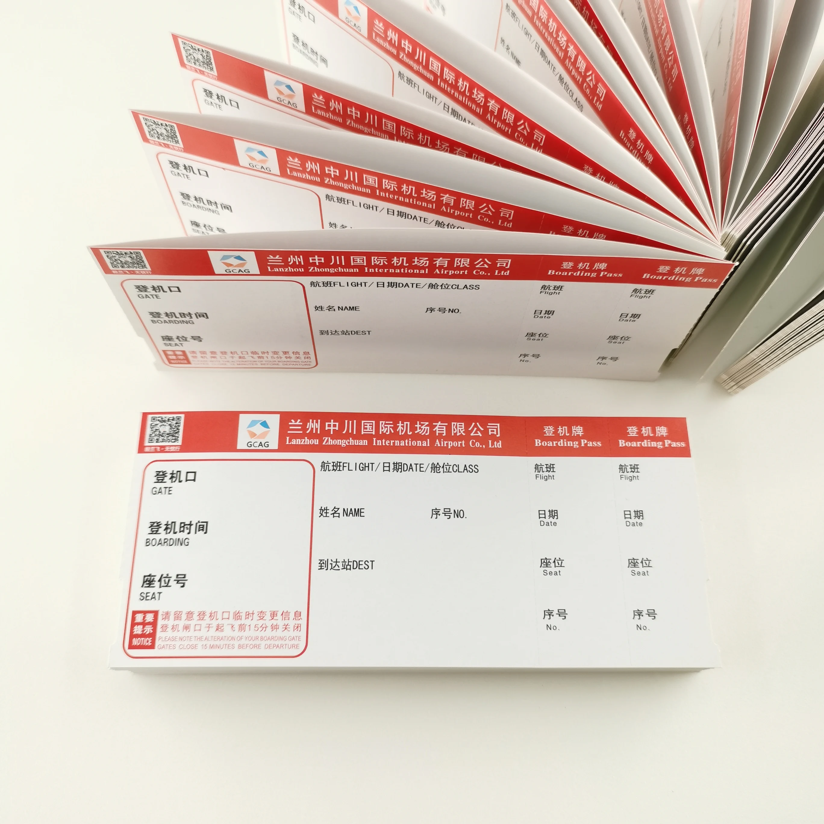 Airline Ticket Thermal Paper Boarding Pass Offset Printing Fancy Paper Coated Paper