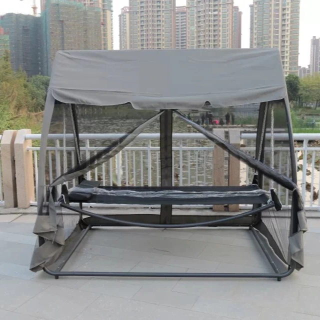 New design outdoor patio rattan wicker double seat 3 person seat Garden hammock patio swings garden hanging egg swing chair