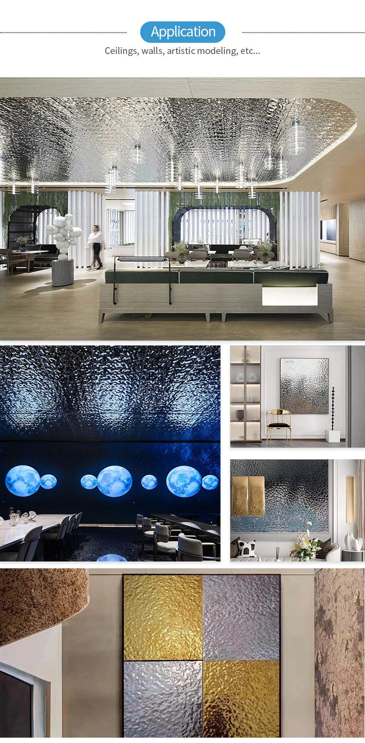 SUCEL 0.4/0.6/0.8Mm Rose Gold Water Ripple Mirror Stainless Steel Sheet For Wall Background