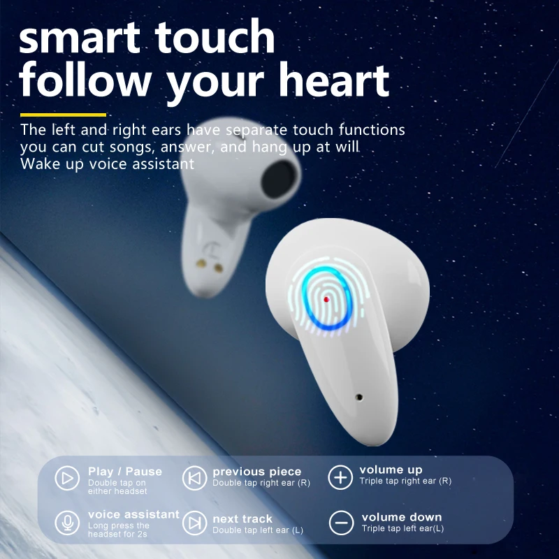 Mini Warless Display Pink Headphone TWS Stereo Touch Earbuds Music Headset BT 5.0 Type-c Bloototh Sleep Wireless Earphone
