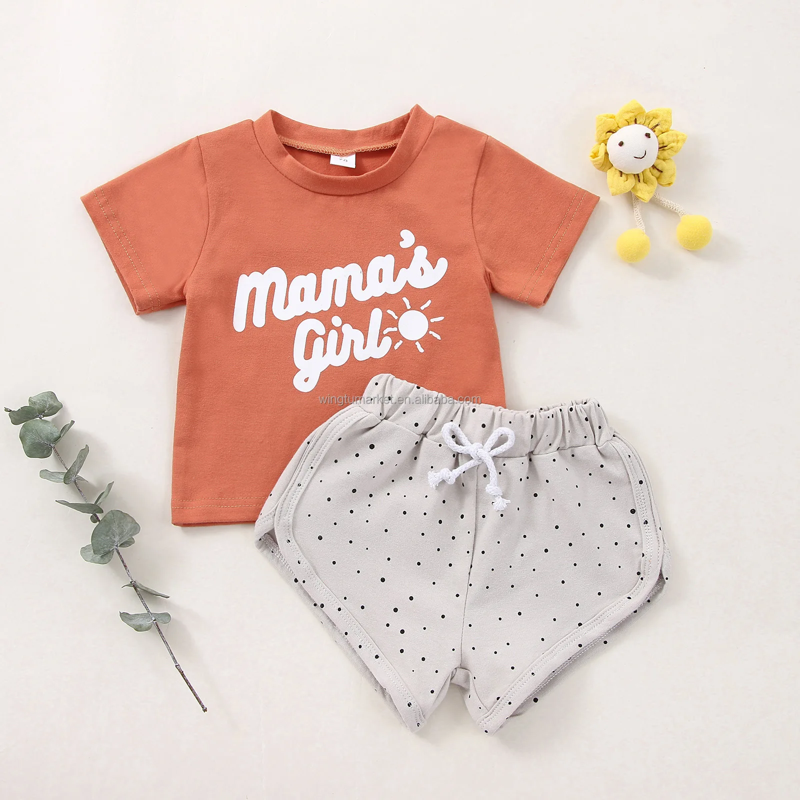 Custom Made or I Love Mama Best Friends Baby Boys Girls Toddler Kids Clothes Polka Dot Shorts Soft T-Shirts Letter Designer Shoes Summer Kids Girls Clothing Sets