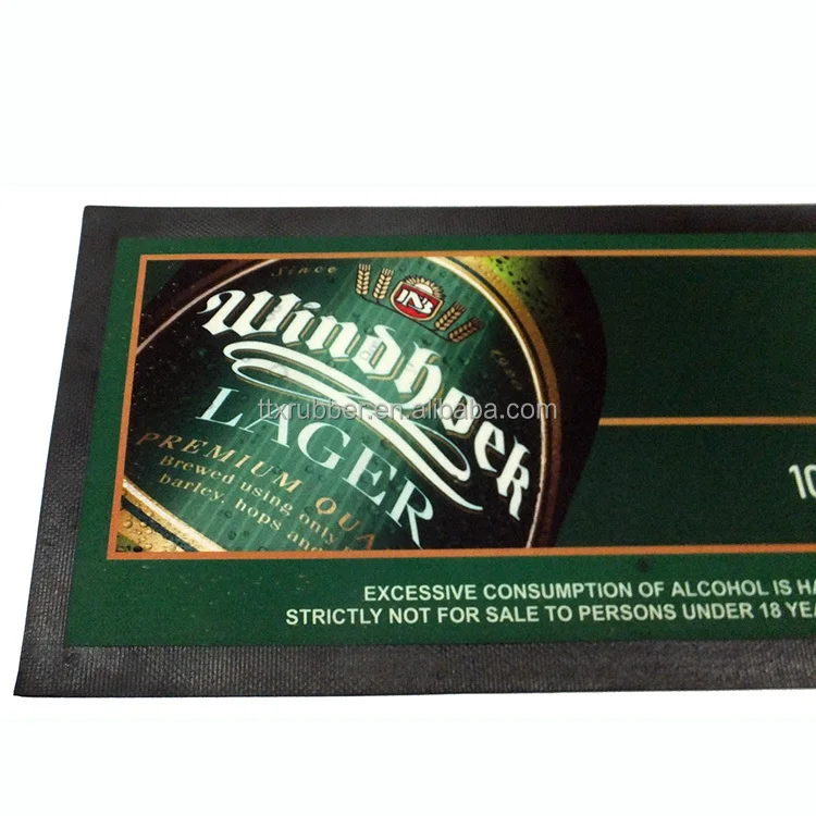 water-absorbent felt top rubber bar runner print bar mat custom nitrile rubber heavy anti slip rubber bar mat glass mat