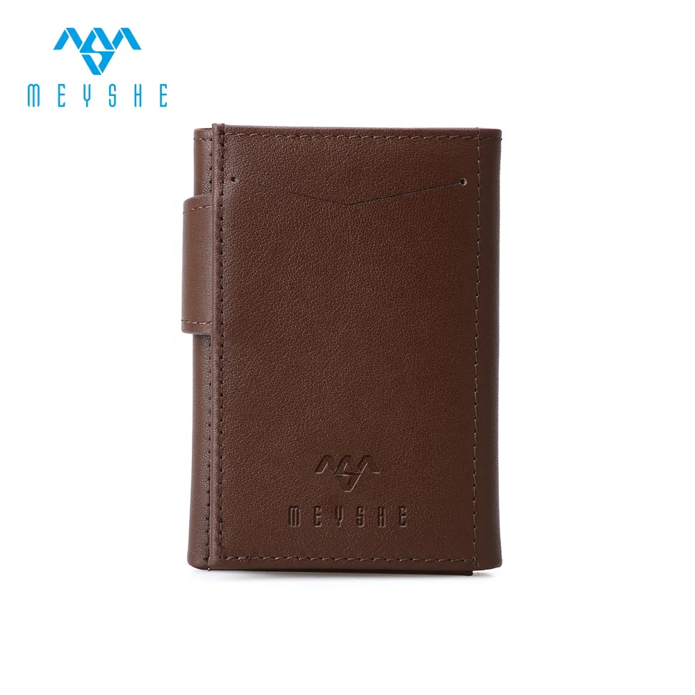 Guangzhou factory custom genuine leather trifold slim RFID men wallet
