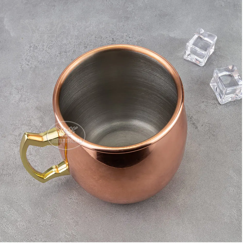 Bar Lux 550ml Moscow Mule Solid Copper Mugs 304 Stainless Steel Barrel Mug Rose Gold Drink Jug Metal Cocktail Glass