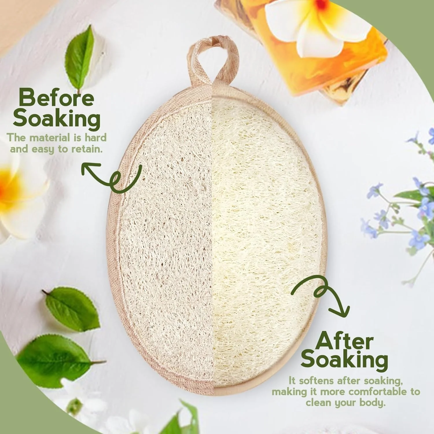 Biodegradable Luffa Pads Natural Loofah Sponge Exfoliating Body Scrubber for Shower Bath Shower Loofah Sponge