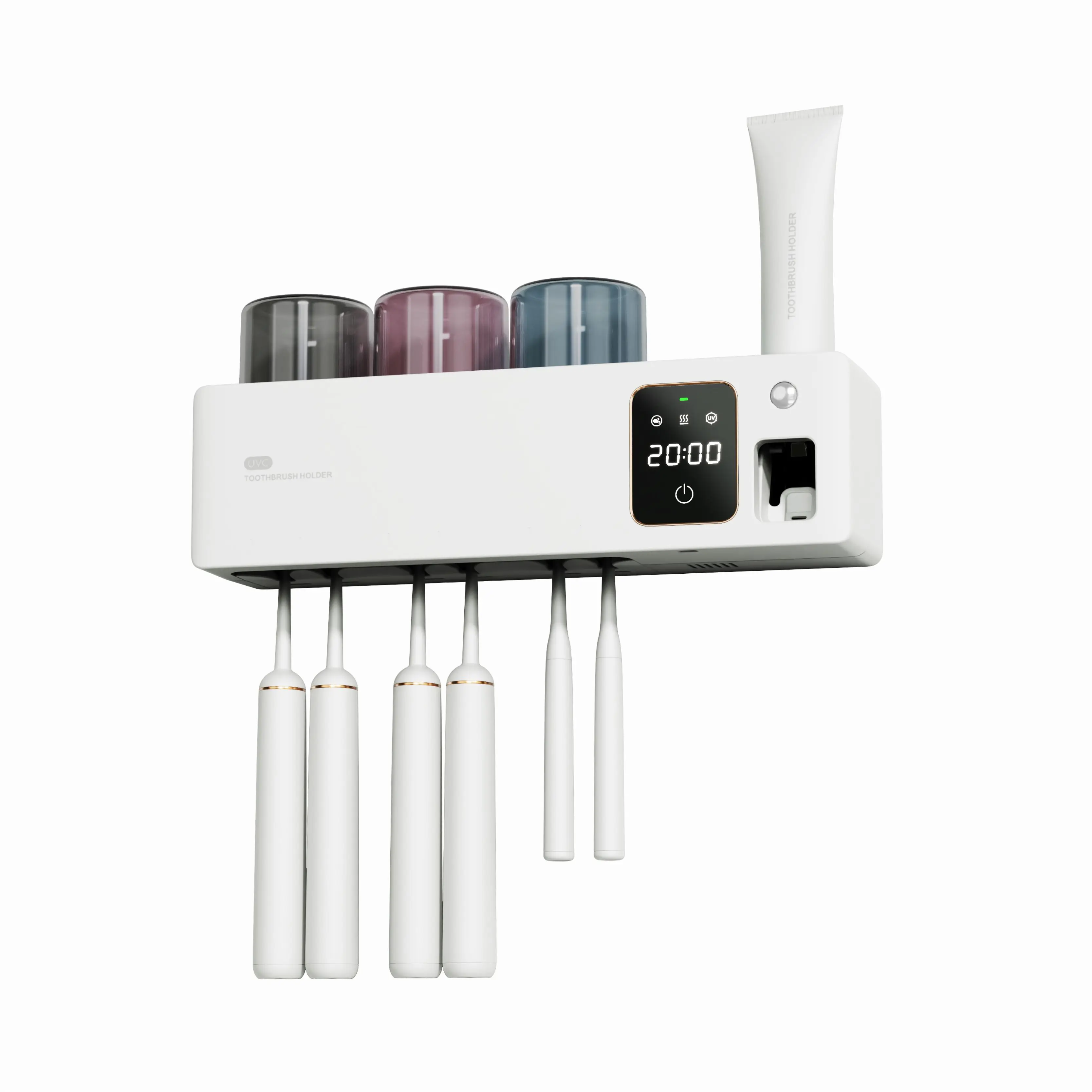 2022 Newly Designed Household Wall Mounted 8000mA Toothbrush Sterilizer Toothbrush Holder Toothpaste Dispenser