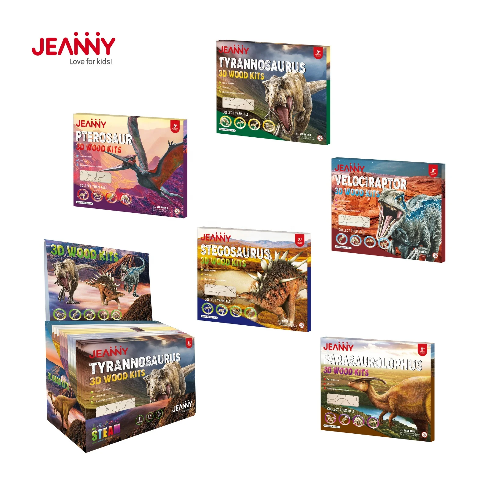 Newest Safe and Non-Toxic Dinosaur 3D Wood Kits Educational Woodcraft Jigsaw Toys For Kids Easy Punch Out Colorful 3D Puzzle