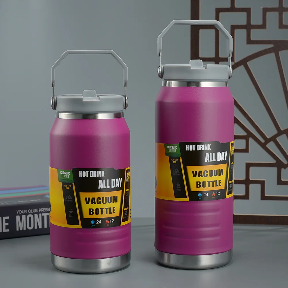 1.2/1.6L sports outdoor mountaineering thermos stainless steel tumblers cup ice bucket portable hot cold insulation vacuum pot