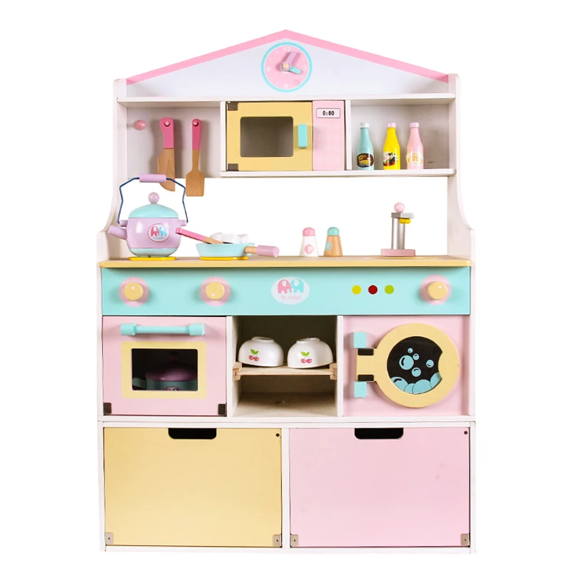 kids kitchen set washing machine microwave oven furniture toys wooden kitchen toys