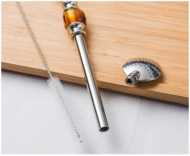 New Style funny Yerba long Mate Stainless Steel Drinking Straws With Filter Spoon and gift box