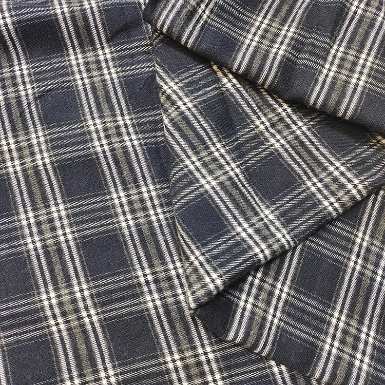 Low MOQ Woven Plush grid Garment Material Fashion yarn dyed TC Flannel Plaid Fabric For Dress