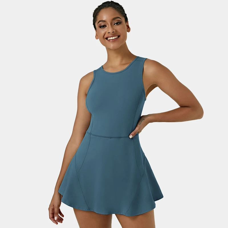 Лидер продаж, Спортивная одежда на заказ, высококачественное платье, удобные популярные юбки 2 в 1 для гольфа и тенниса с боковым карманом
