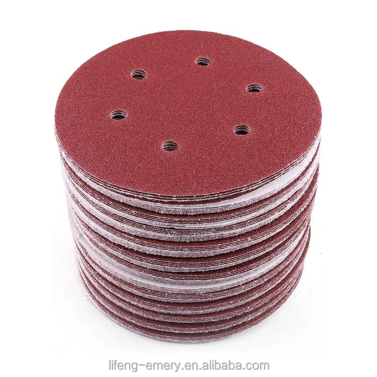 Abrasive Hook And Loop 125mm 150mm Aluminum Oxide Round Sand Paper Sanding Disc Abrasive Disc for Polishing Car Wood