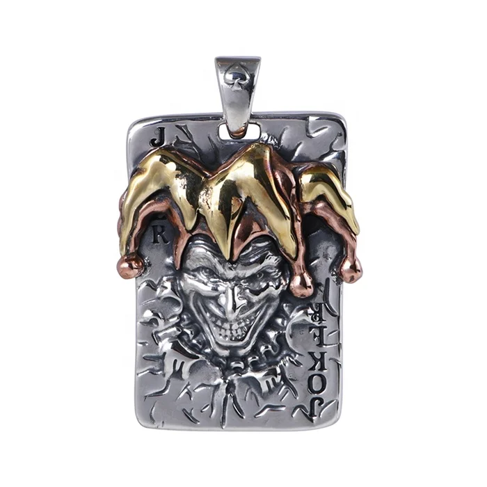 Authentic S925 sterling silver vintage punk square brand clown Joker pendant for men