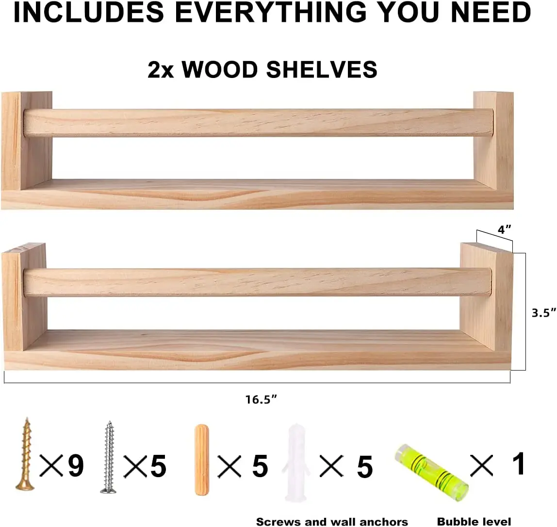 Nursery Book Shelves Set of 4,Wood Floating Nursery Shelves for Wall,Wall Bookshelves for Kids