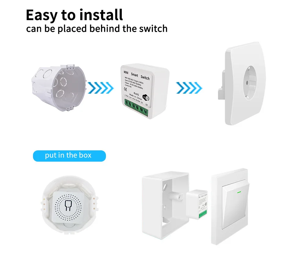 Умный переключатель Tuya WiFi Mini DIY 2-стороннее управление Модуль Автоматизации умного дома 16 А через приложение Alexa Google Home Alice Smart Life