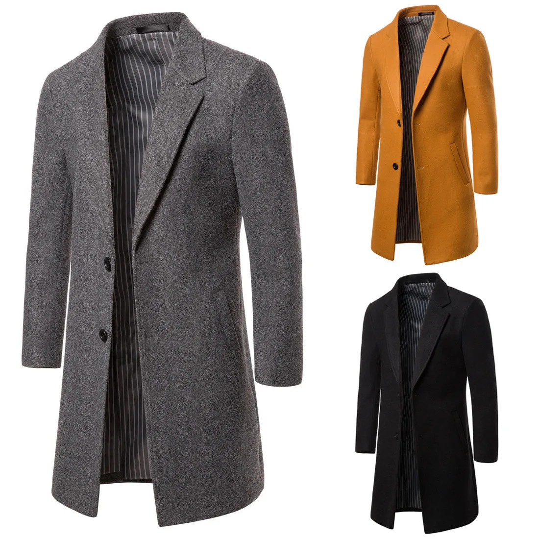 Custom Mens Winter Trench Coats 2022 Mens Plus Size Long Trench Jacket Homme for Men